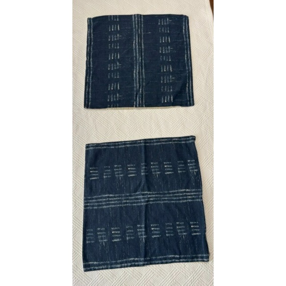 Pottery Barn Pillow Covers Shibori Blue Tan:  2 Sets 4 total 24"x24" each